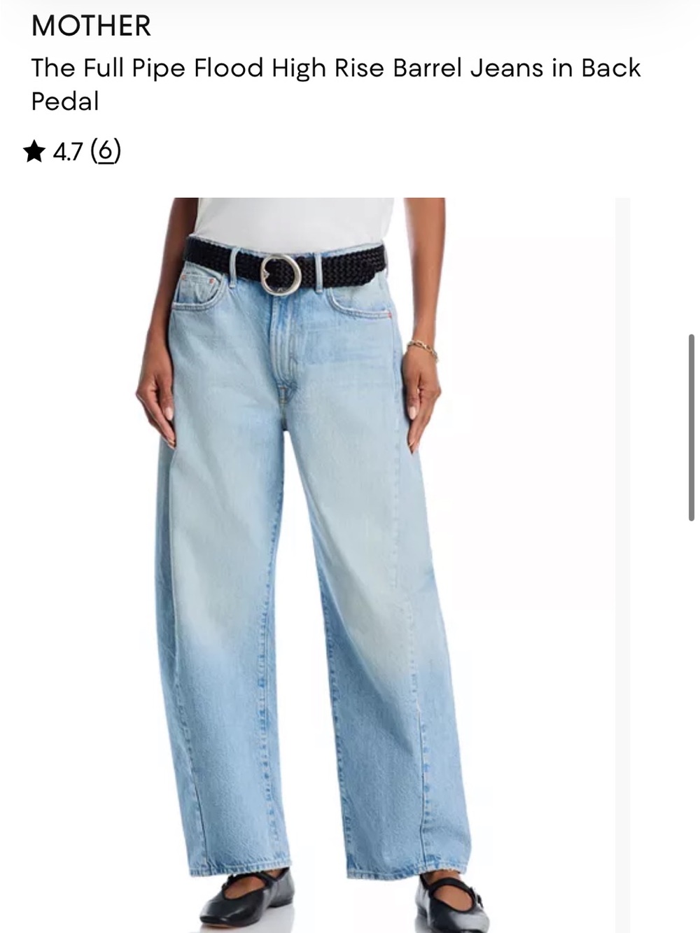 MOTHER Full Pipe Flood High Rise Barrel Jeans in Light Blue